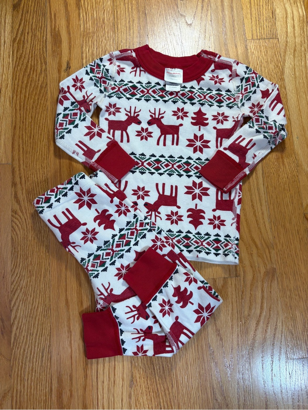 Hanna Andersson Organic 2-piece Winter Christmas Pajamas 2T Reindeer Fair Isle